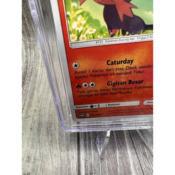 Litten Pokémon 202 Indonesian Sun & Moon Promos - 182/SM-P KFC Chaki Meal CGC 8 - Picture 5 of 10